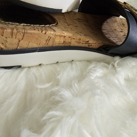 MICHAEL KORS WARREN LOW NAVY / GOLD / WHITE CORK SLIDE SANDAL - Picture 7 of 8